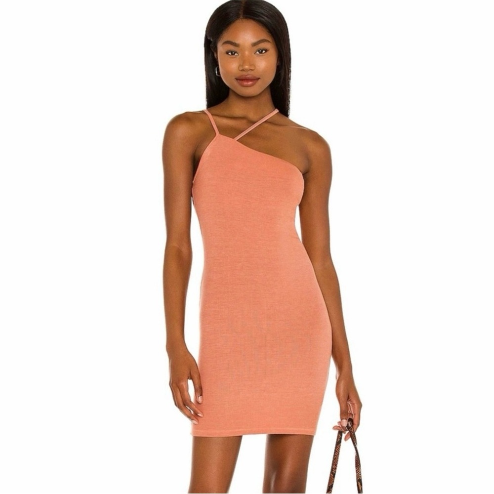 ENZA COSTA REVOLVE RIBBED ONE-SHOULDER MINI DRESS